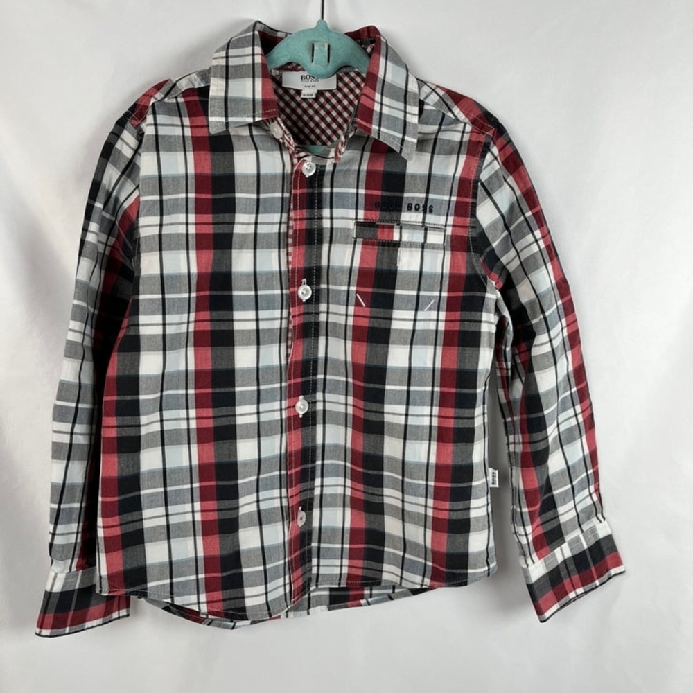 Boys Plaid Shirt - Red, Black, White